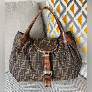 Vintage Authentic Fendi Zucca Turtle Spy Bag